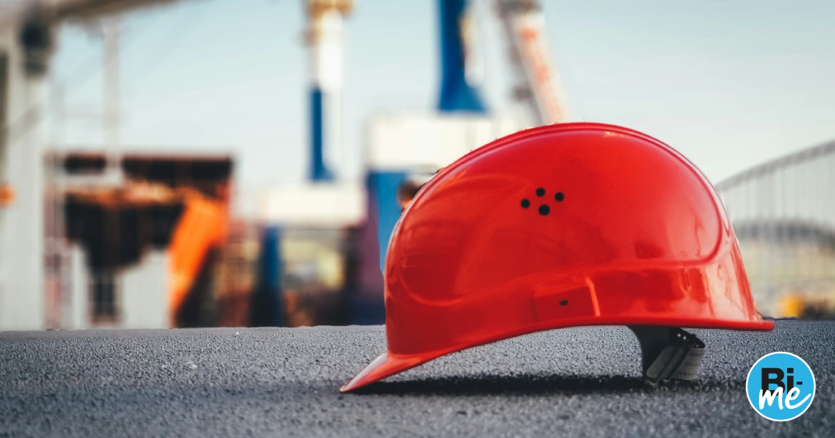 An image of a red construction helmet