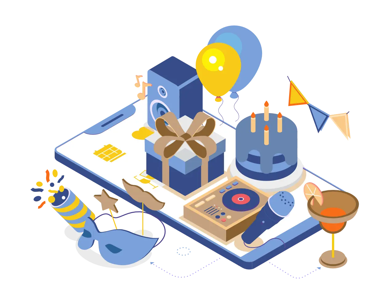 Image with items that would be at a party